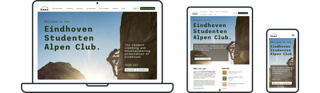 web page shown on desktop, tablet and mobile